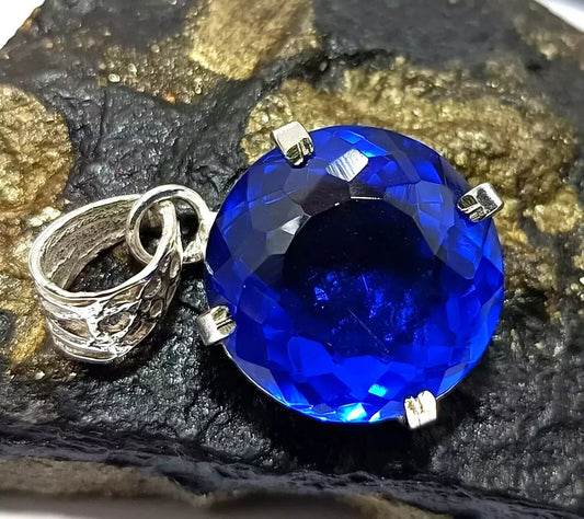 Natural Royal Blue Sapphire 30.35 Ct 925 Solid Silver Beautiful Pendant Gemstone