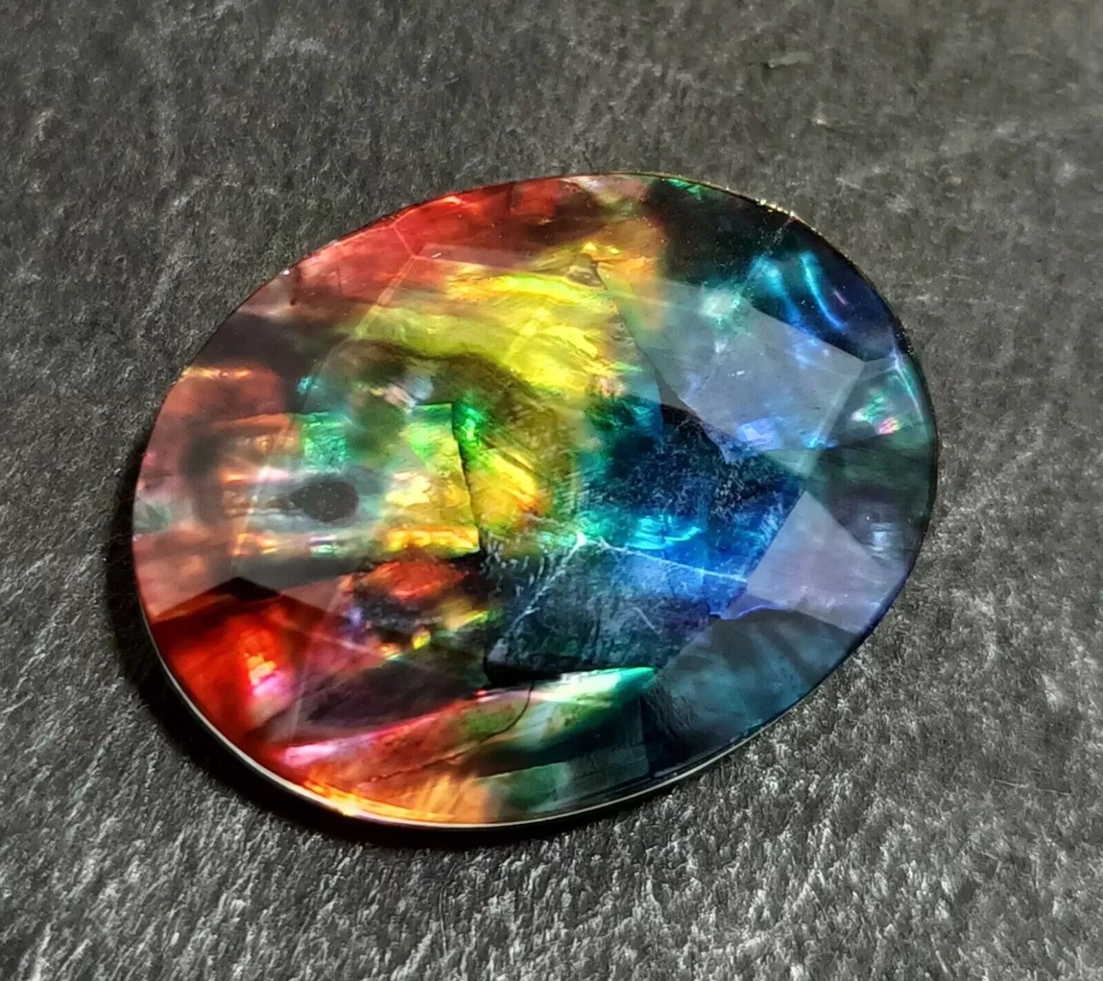 22.50 Ct Natural Ammolite Oval Opal-Like Organic Doublet Rare Loose GEMSTONE