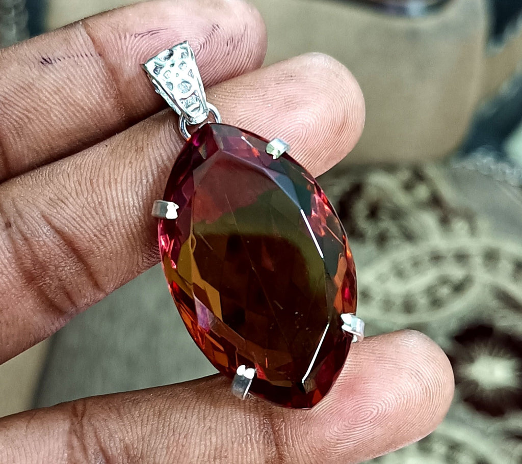 114.05 Ct Natural 7 Color Zultanite Pendant 925 Silver Loose Certified Gemstone