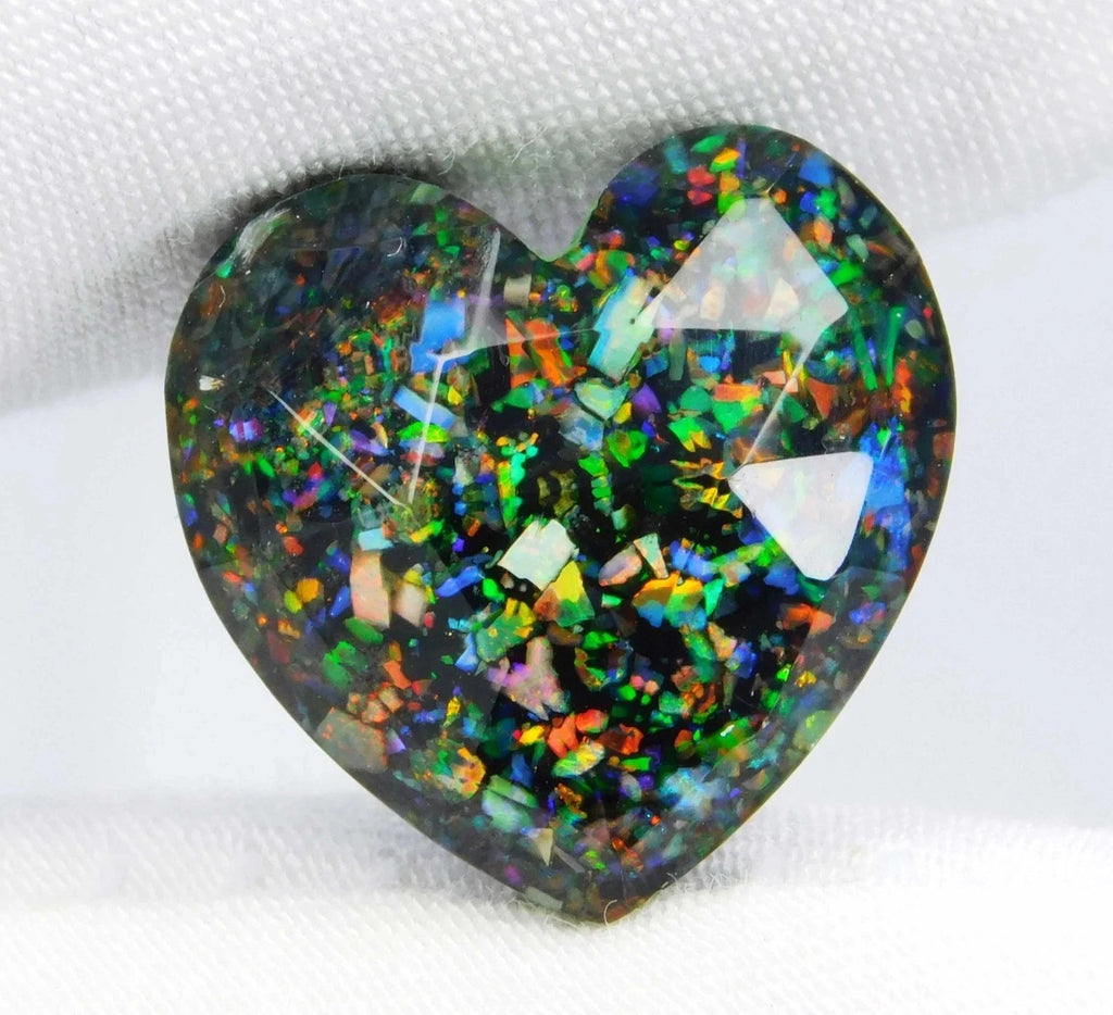 7.90 Ct Natural Australian Black Fire Opal Doublet Loose Gemstone GIE Certified