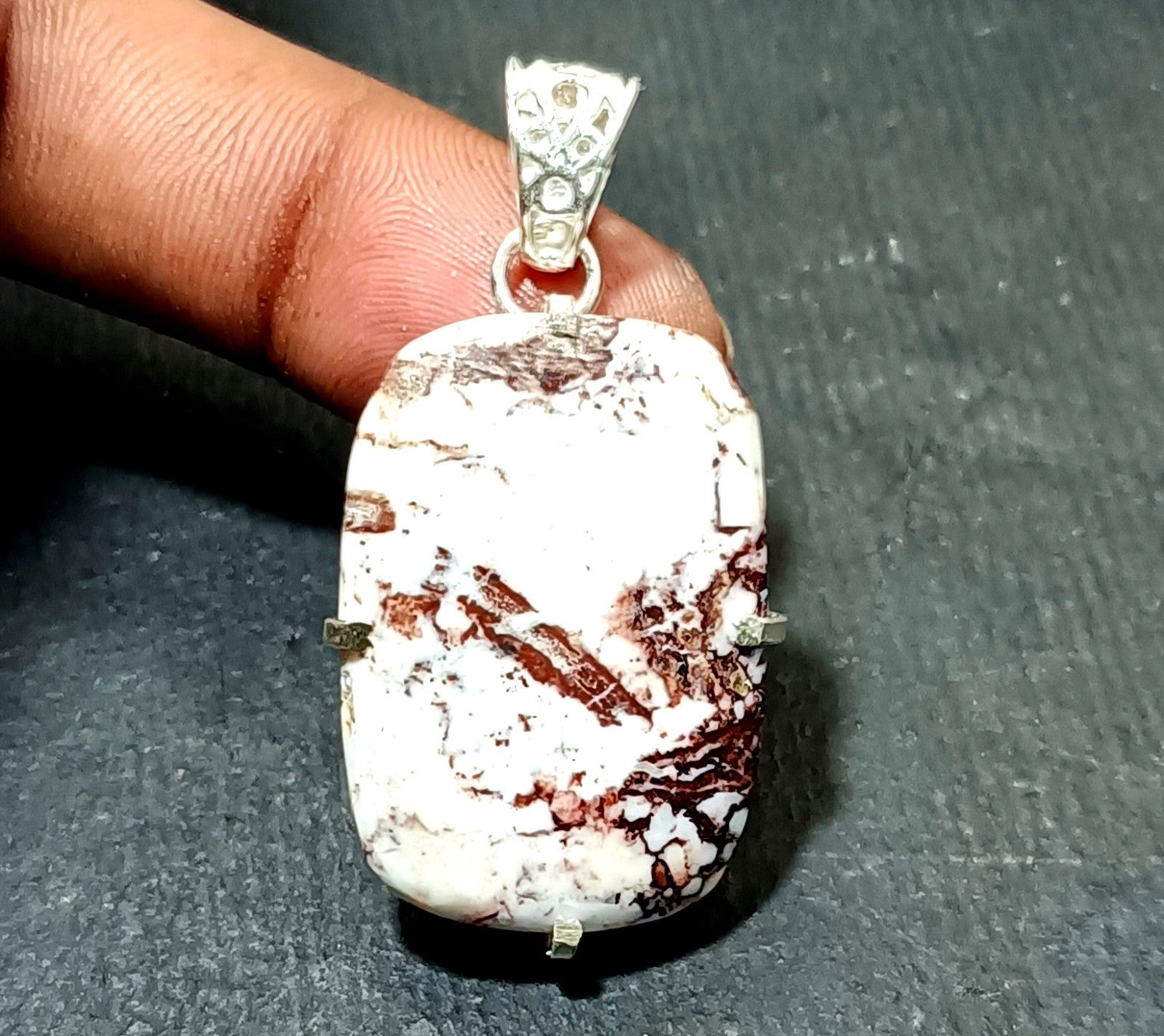 45.65 Ct Natural White Turquoise Slab 925 Solid Silver Pendant Loose Gemstone