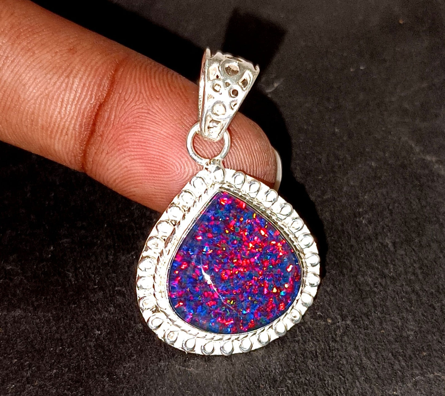 Sterling Silver Triplet Oval Opal Gemstone Handmade Pendant Jewelry 30.05 Ct