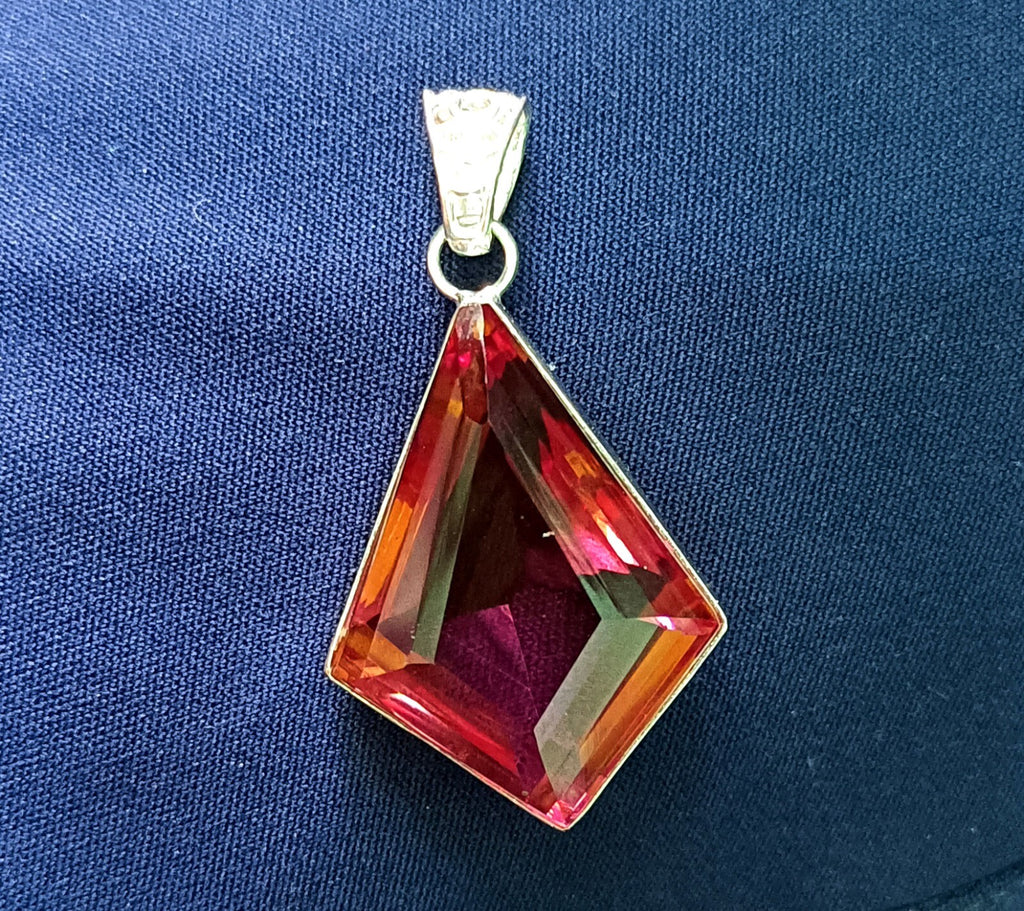 86.95 Ct Natural 7 Color Zultanite Pendant 925 Silver Loose Certified Gemstone