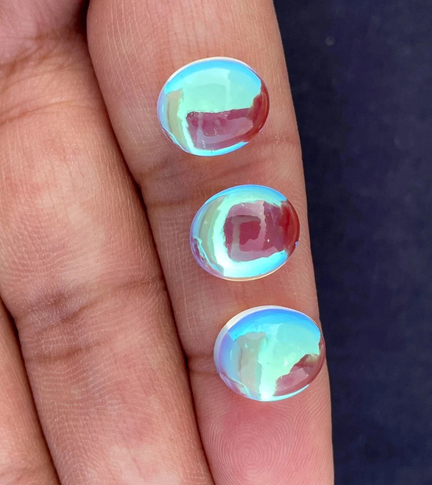 3 Pcs Beautiful Natural Rainbow Mystic Quartz Smooth Oval Cabochon,12x10 MM Gems