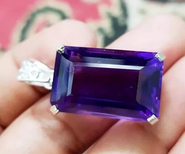 40 Ct Natural Purple Emerald Amethyst In Solid Silver Solitaire Pendant Gemstone