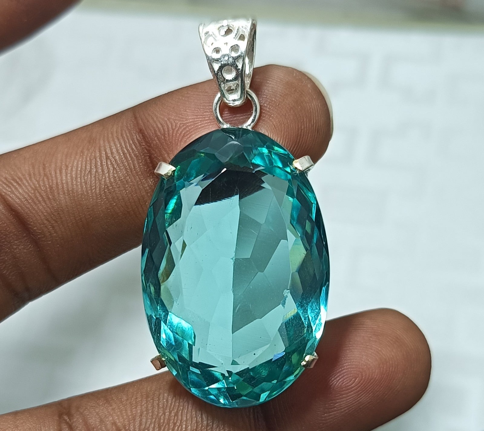 98.75 Ct GIE Certified Natural Topaz 925 Solid Silver Pendant Loose Gemstone