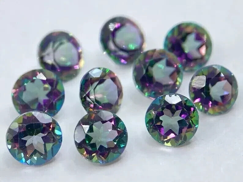 5 MM Natural Rainbow Color RoundCut Mystic Topaz Certified LooseGemstone 10 Pcs