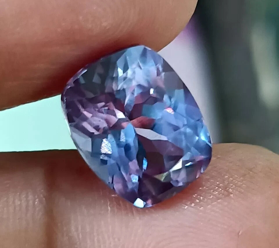 NATURAL Loose Ceylon Bi-Color Change Sapphire Cushion Cut GEMSTONE 6.80 Ct
