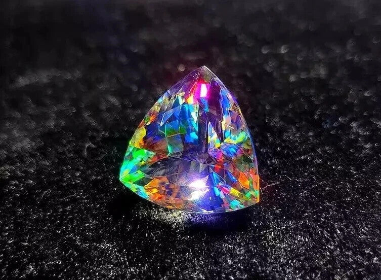 70 Ct+ Natural Mystic Topaz Rainbow Color Trillion Cut Certified Loose Gemstone