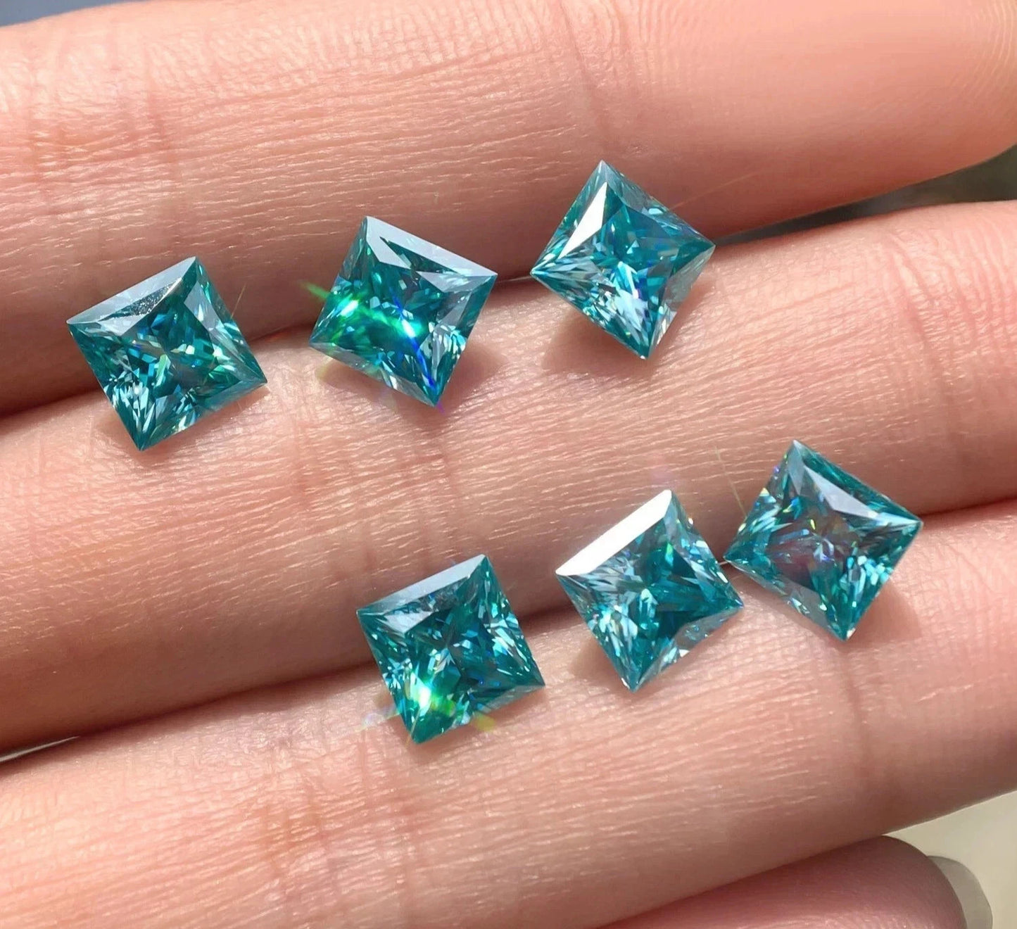 Blue Color Diamond 3 Ct Lab Grown Princess Cut VVS1 D Grade Certified Stone