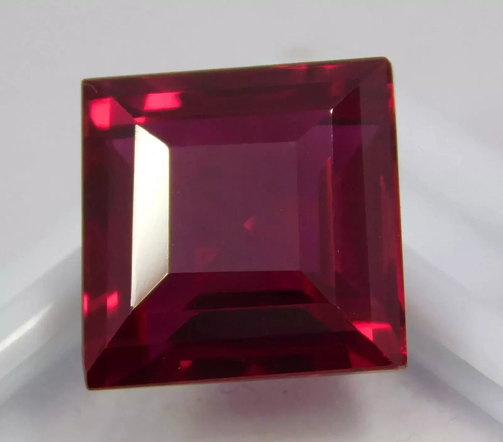 Certified 17.45 Ct Natural Mozambique Red Ruby Princess Cut Loose Gemstone