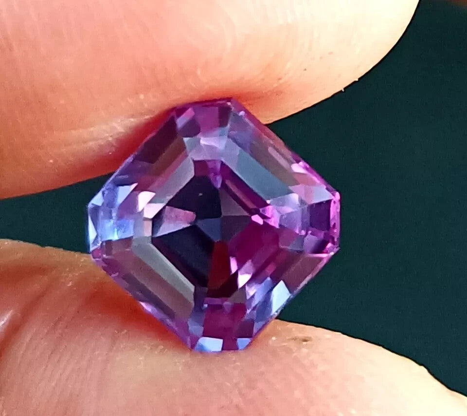 A+ Asscher Cut NATURAL Ceylon Bi-Color Change Sapphire Loose GEMSTONE 7.5 Ct