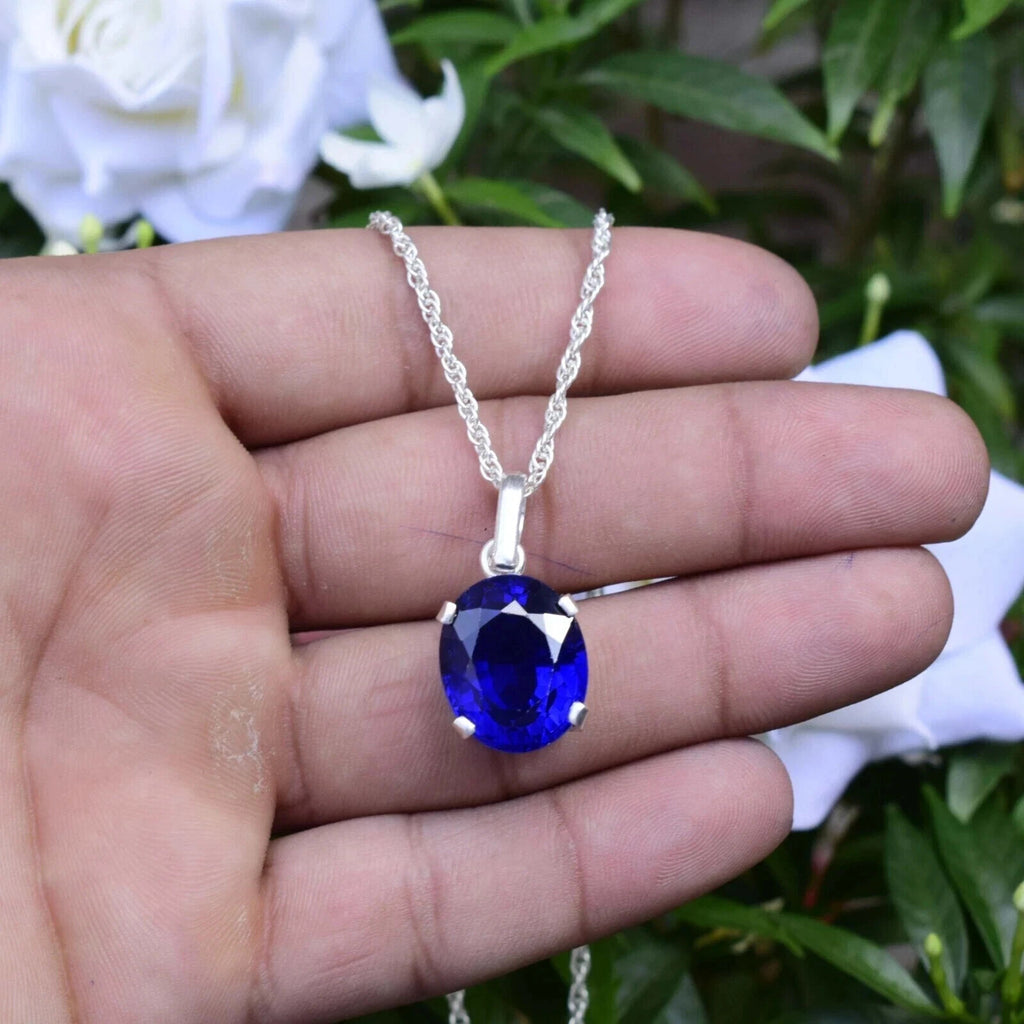 Certified 23.75 CT Natural Blue Sapphire Loose Gemstone Pendant In 925 Silver