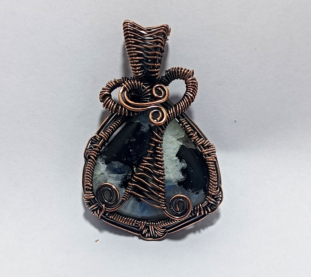 92.55 Ct GIE Certified Copper Zebra Wire Wrapped Handmade Pendant Gift For Mom