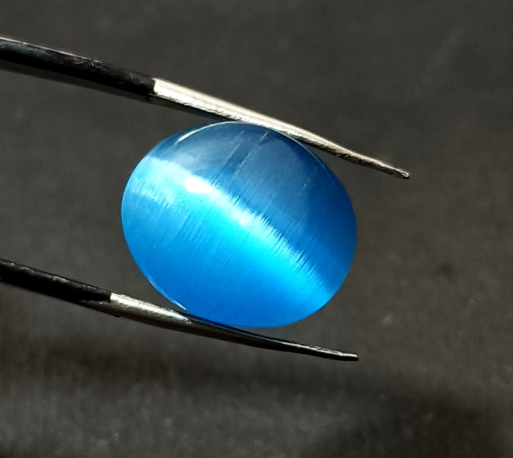 Chrysoberyl 12.5 Ct Natural BLUE Cats Eye Oval Cut Loose Certified Gemstone