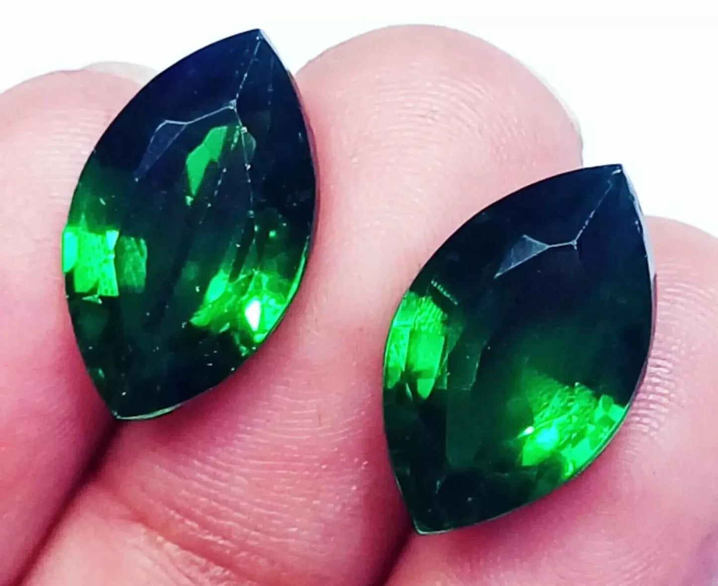 Natural Colombian Emerald Pair 19.65 Ct Loose Gemstone CERTIFIED Marquise Cut