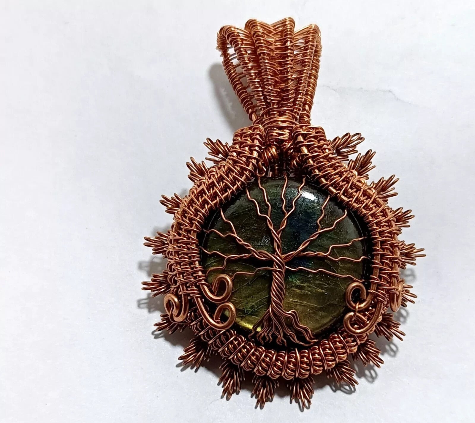 Gift For Her Copper Labradorite Jewelry Wire Wrapped Tree Of Life Pendant 110 Ct