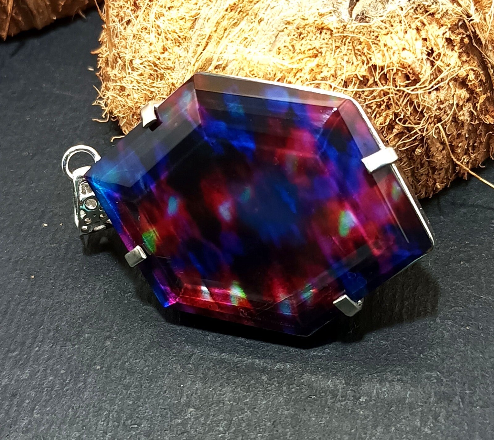 102.55 Ct Natural Ammolite 925 Solid Silver PENDANT MultiColor CertifiedGemstone