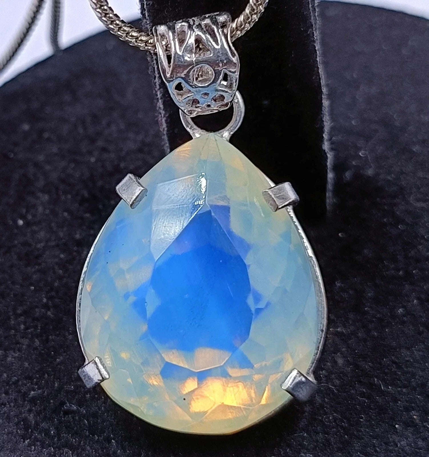 Certified 55.60 Ct Natural Opal Pear Cut 925 Solid Silver Pendant Loose Gemstone