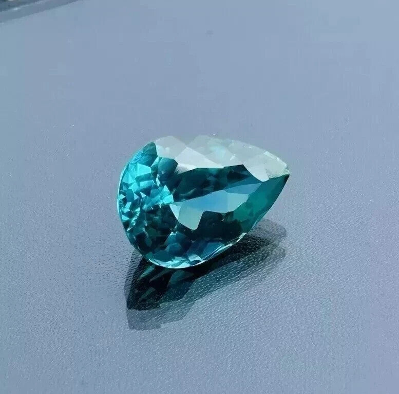 9.80 Ct+ Certified Natural Blue Green Paraiba Tourmaline Pear Cut Loose Gemstone