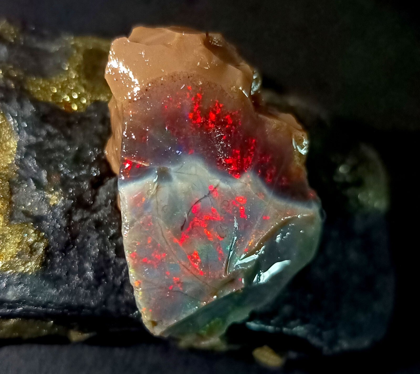 A++Play of Color 61.25 Ct Natural Ethiopian Black Opal Welo Rough LOOSE GEMSTONE