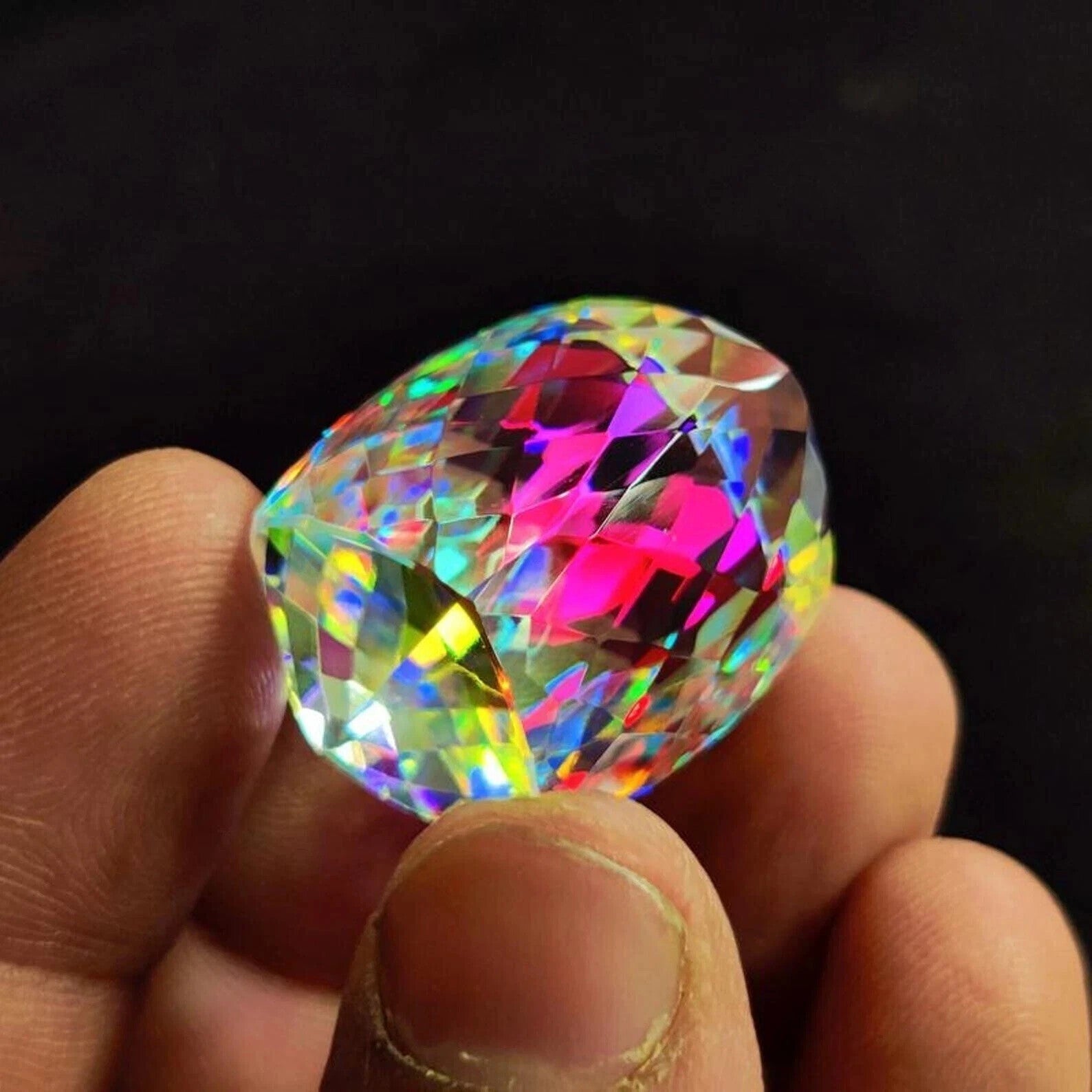 AAA 51 CT+ Rainbow Color Fancy Cube Natural Mystic Topaz Loose Gemstone