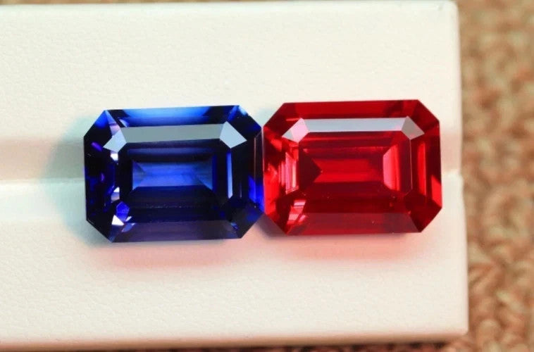Natural Red Ruby And Blue Sapphire 19.40 Ct+ Certified Loose Gemstone Pair Lot