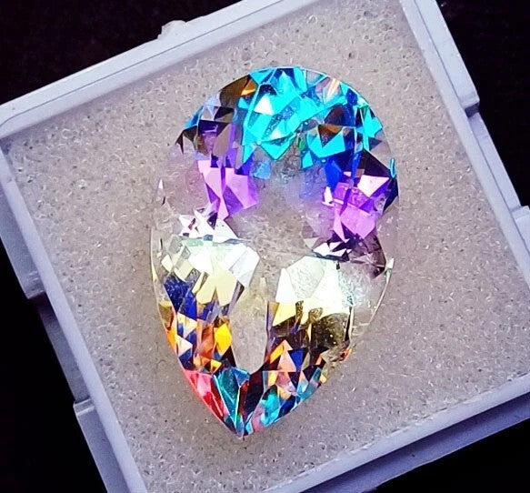 Mystic Quartz Rainbow Color Loose Gemstone 30 Ct Certified Pear Cut