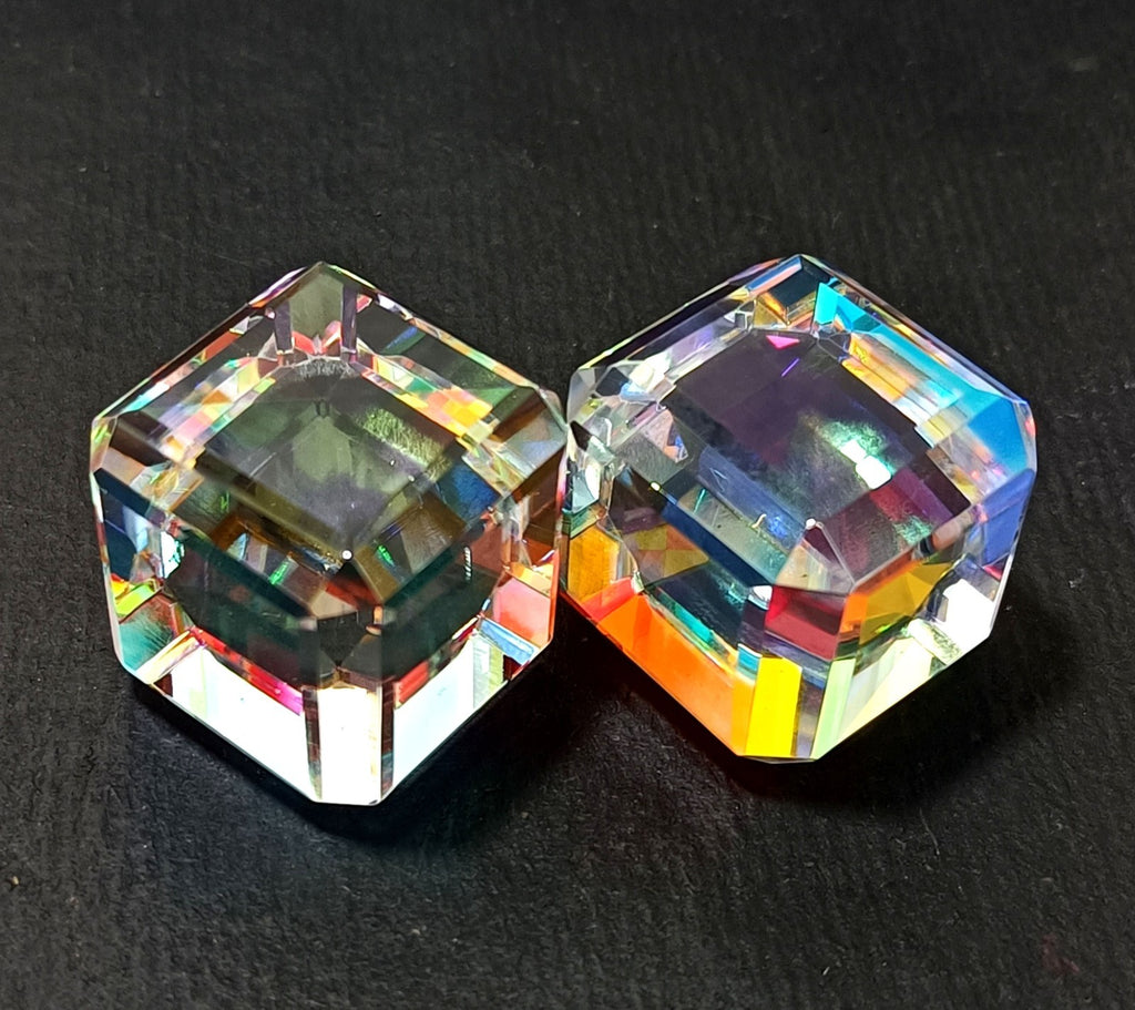 EGL Certified 243.05 Ct Natural Cube Cut Rainbow Color Mystic Loose Gems 2 pcs