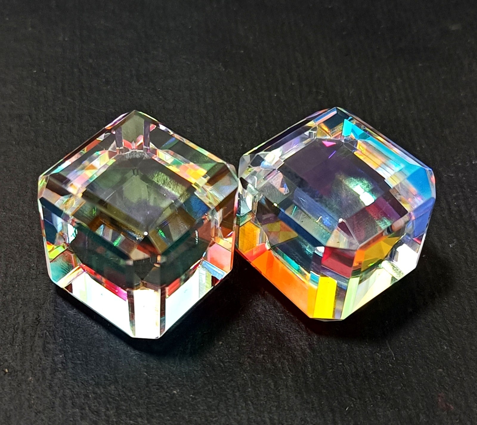 EGL Certified 243.05 Ct Natural Cube Cut Rainbow Color Mystic Loose Gems 2 pcs