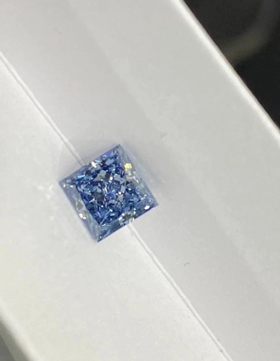 2 Ct Princess Cut Lab Grown Blue Diamond VVS1 D Grade Gemstone +free gift