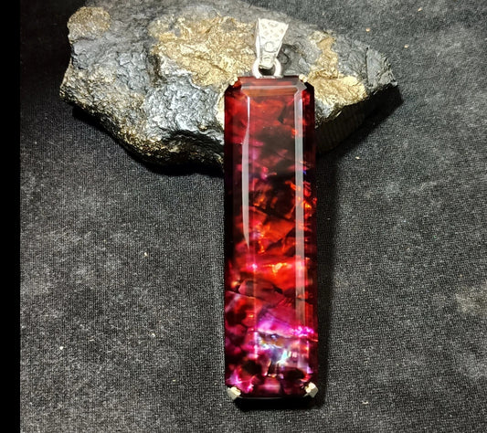 112.95 Ct Natural Ammolite Opal Doublet Pendant Multi-Color Rare Loose GEMSTONE