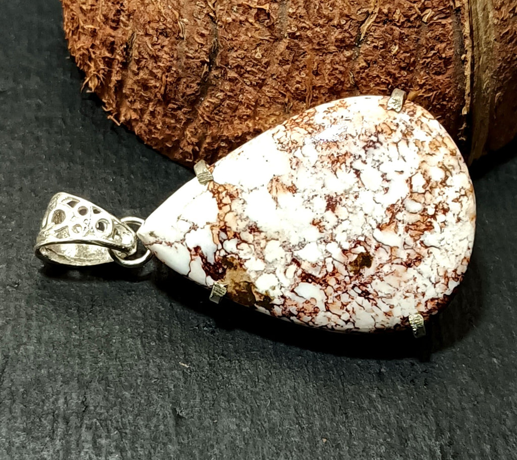 67.50 Ct Natural White Turquoise Pear Cut 925 Solid Silver Pendant Loose Gems