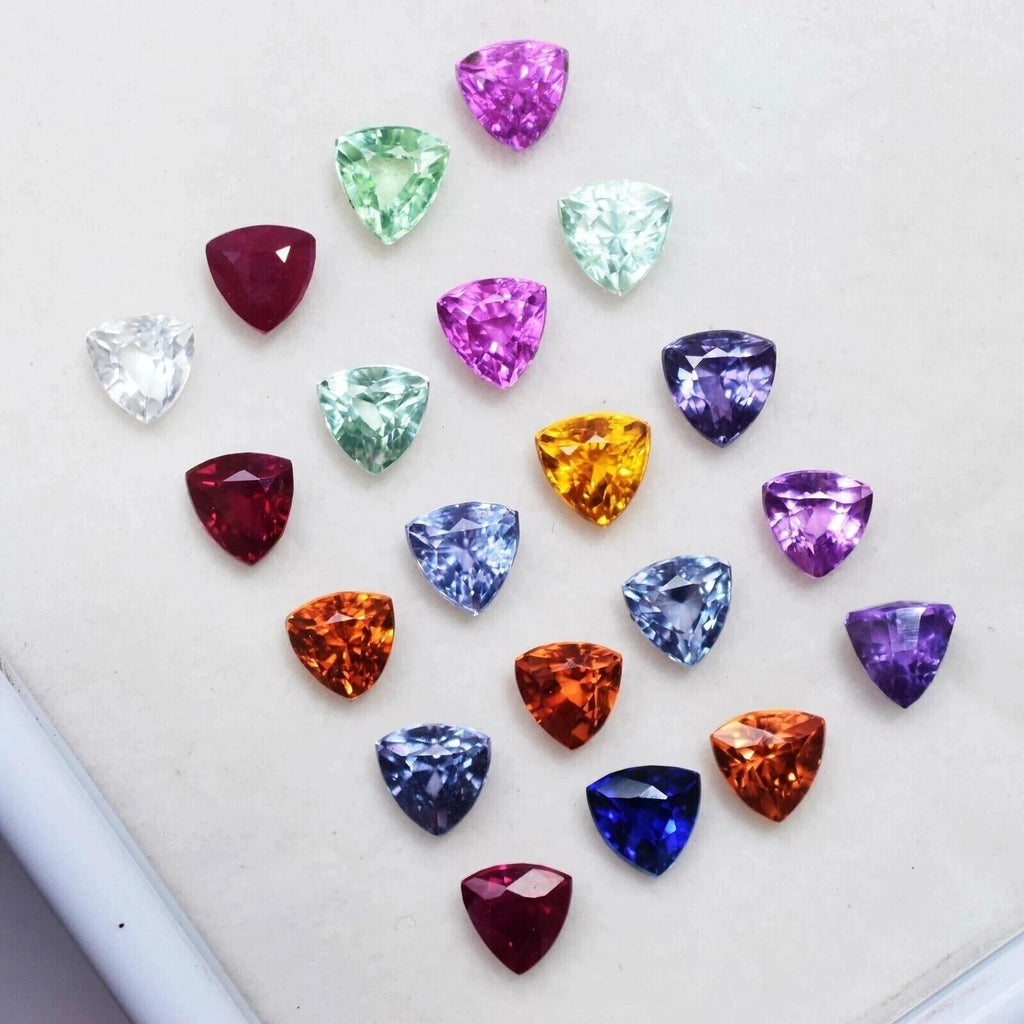 AAA 6 mm 10 Pcs Natural Mix Color Sapphire Trillion Certified Loose Gemstone Lot