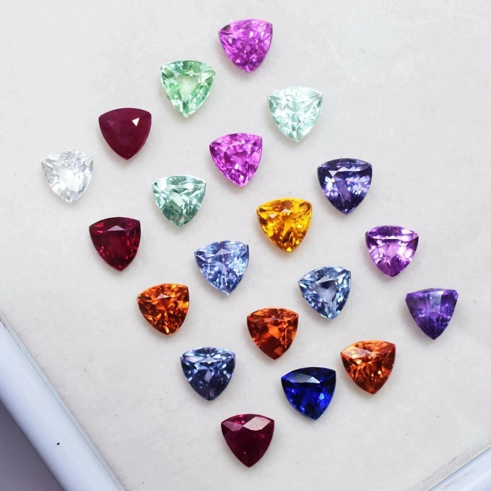 AAA 6 mm 10 Pcs Natural Mix Color Sapphire Trillion Certified Loose Gemstone Lot