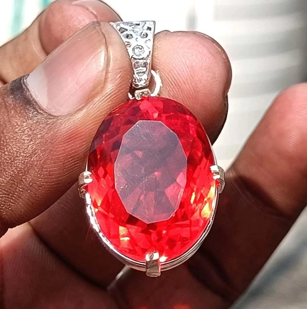 Certified Flawless 47.90 Ct Brazilian Orange Oval Topaz Pendant Loose Gemstone