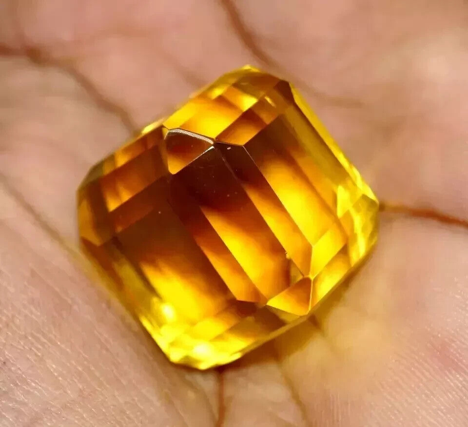 25 Ct+ Natural Flawless Yellow Sapphire EGL Certified Cube Cut Loose Gemstone