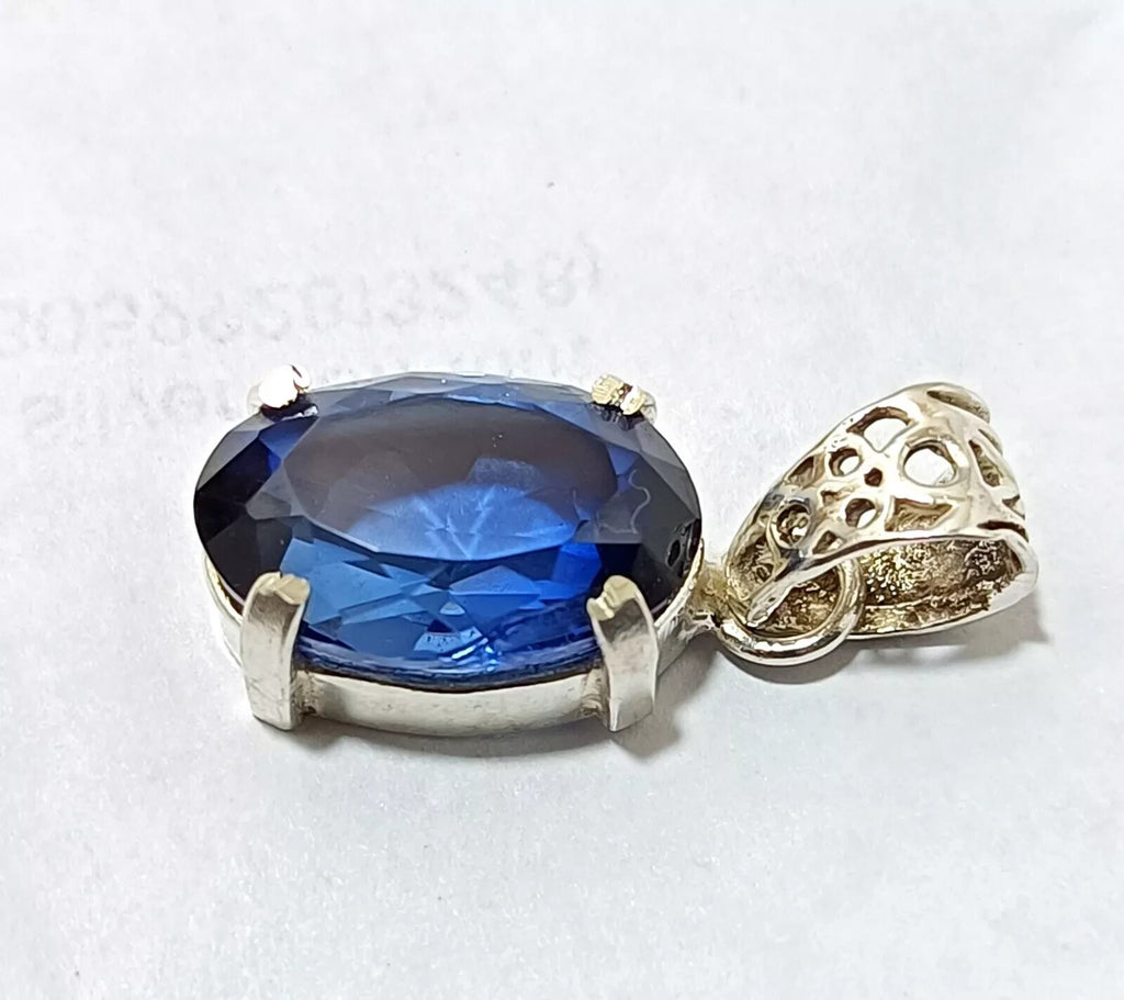 Certified 28.45 Ct Natural Blue Sapphire Oval Cut 925 Silver Pendant Gemstone