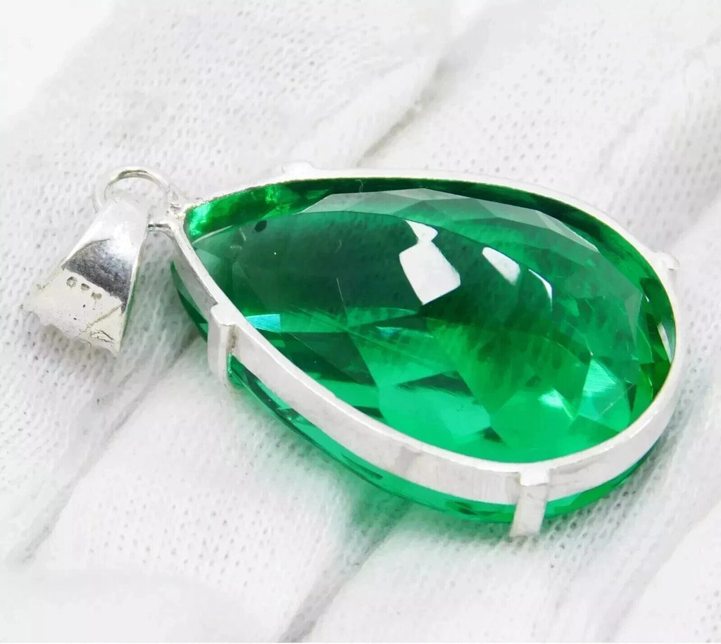 AA+ Natural Certified Green Topaz Pendant 95.92 Ct+ Nice Pear Cut Gemstone