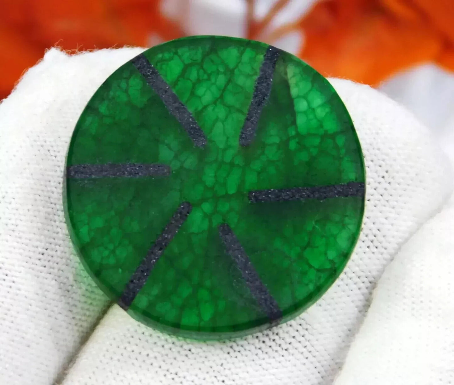 Rare 40.15 Ct Natural Colombian Trapiche Green Beryl Round Certified Gemstone