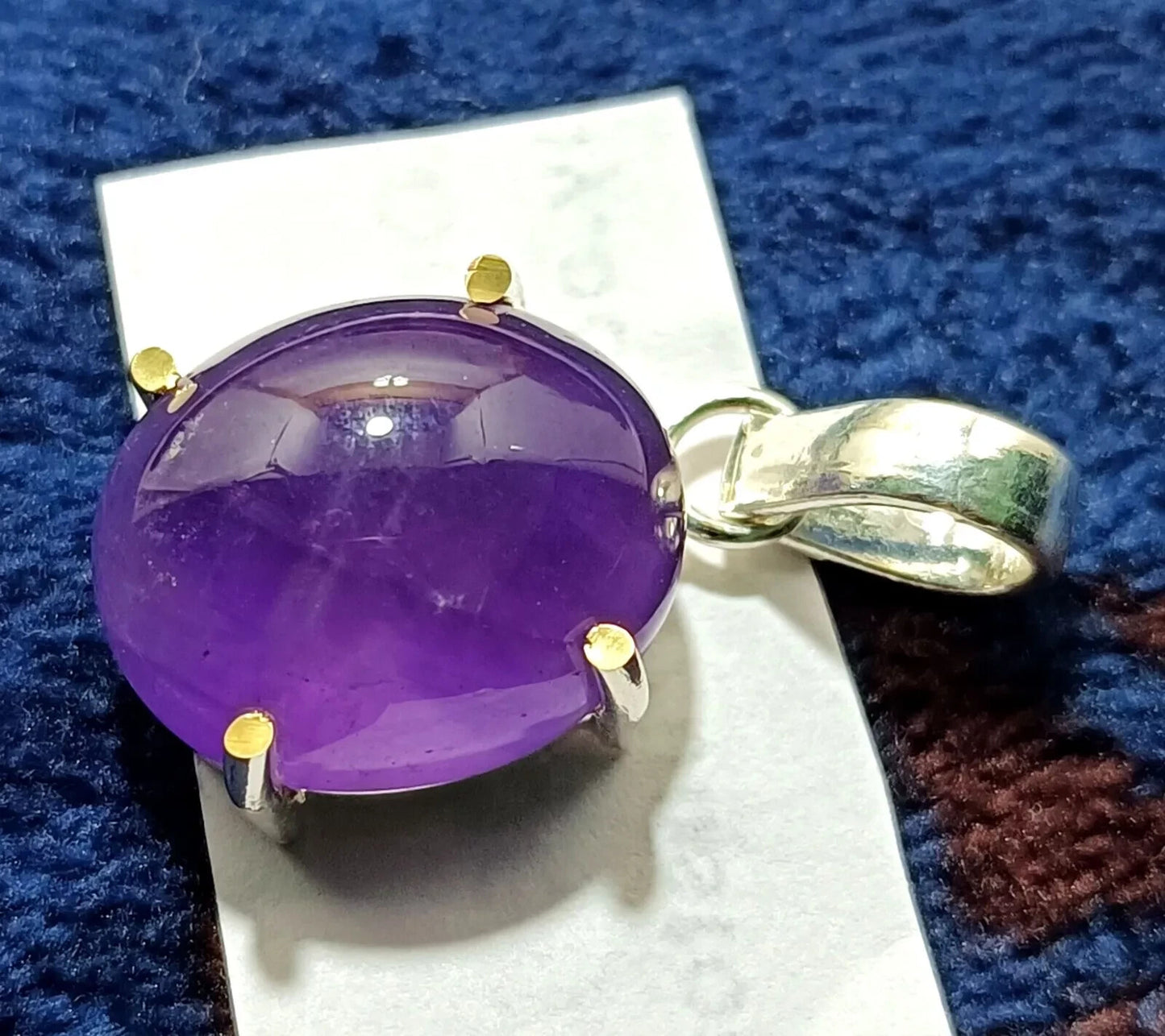 Oval Cabochon Natural Purple Amethyst 29.70 Ct Sterling Silver Flawless Pendant