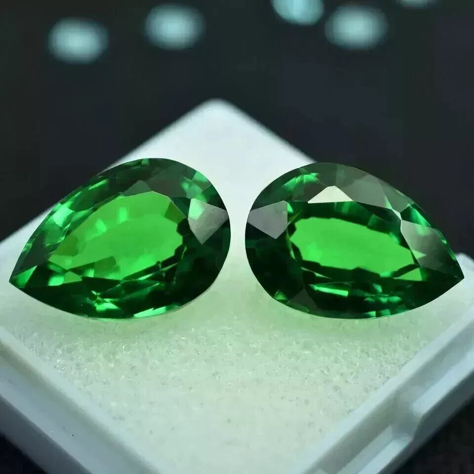 Natural Green Emerald Pear Cut 18.50 Ct 2 Pcs EGL Certified Loose Gemstone A+
