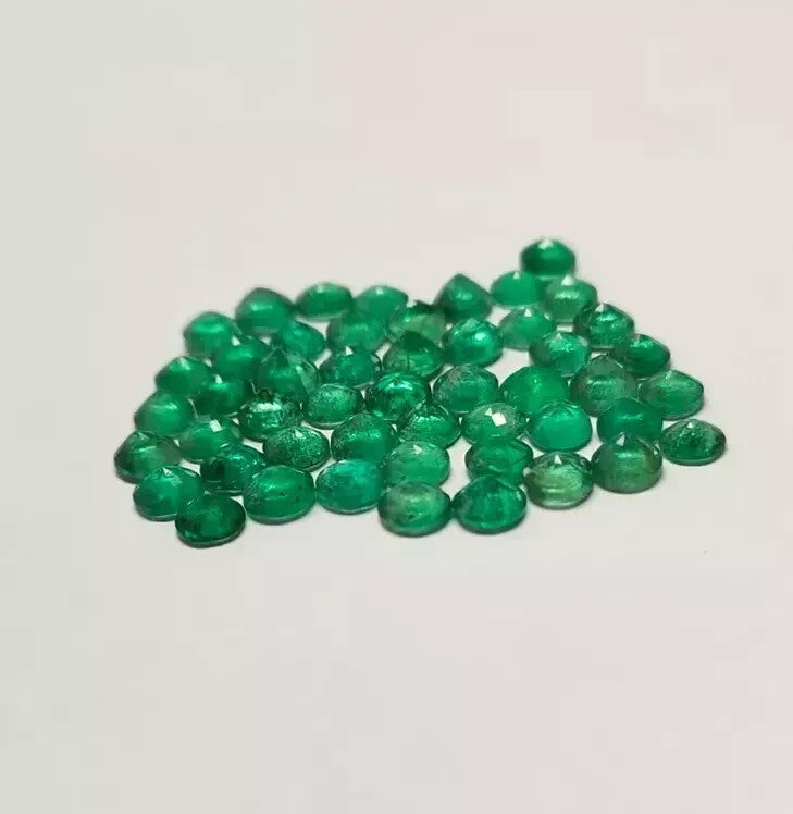 Natural Colombia Green Emerald 3 MM Round 15 Pcs Lot Certified Loose Gemstone