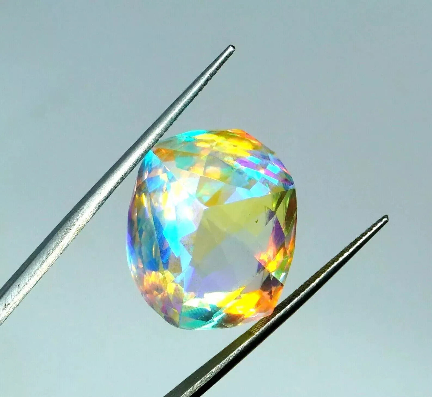 Natural Rainbow Brazilian Mystic Quartz 43.5 Ct Cube CUT FLAWLESS GEMSTONE