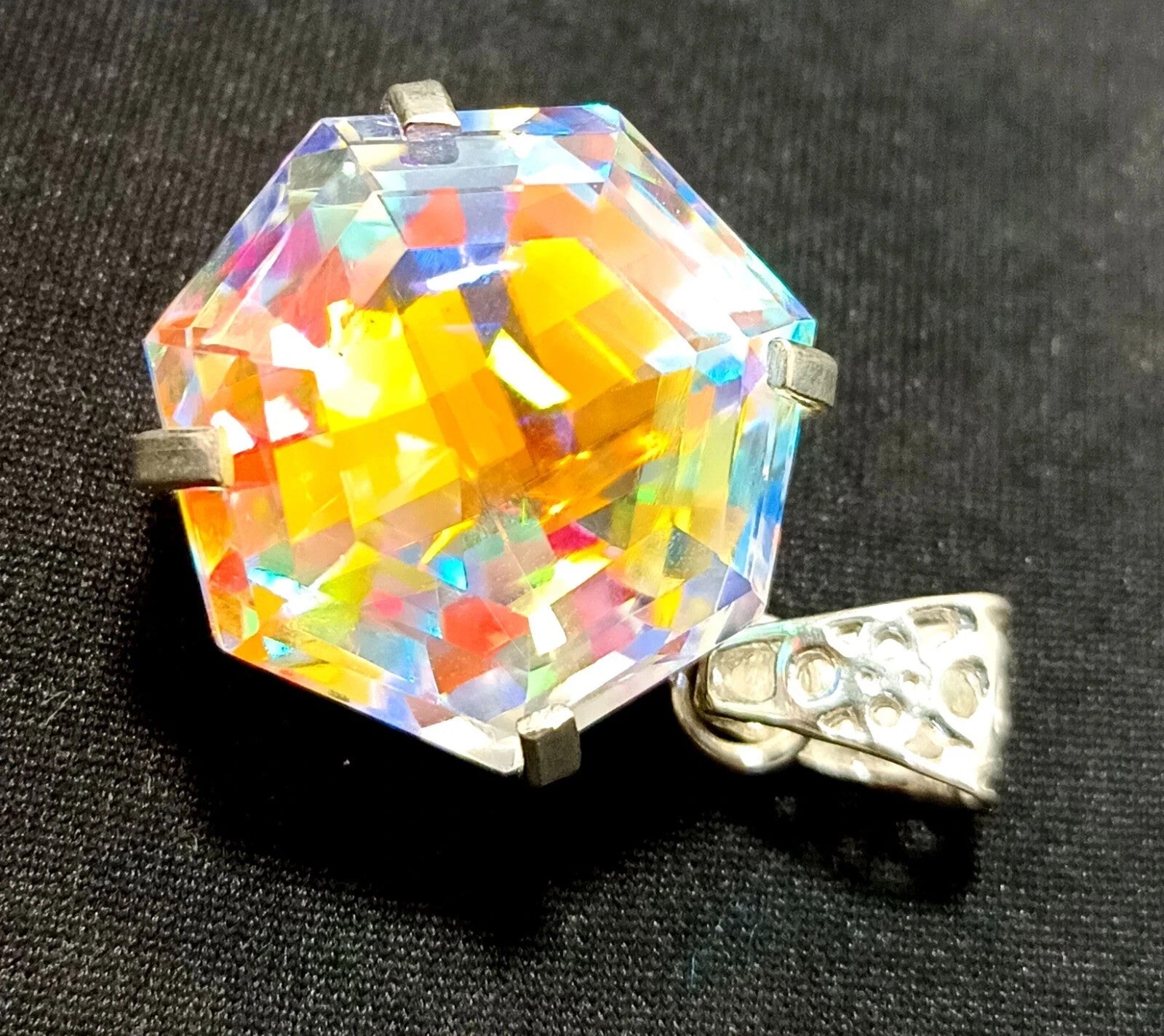 EGL 60.15 Ct+ Natural Mystic Topaz Hexagon Cut 925 Solid Silver Pendant Gemstone