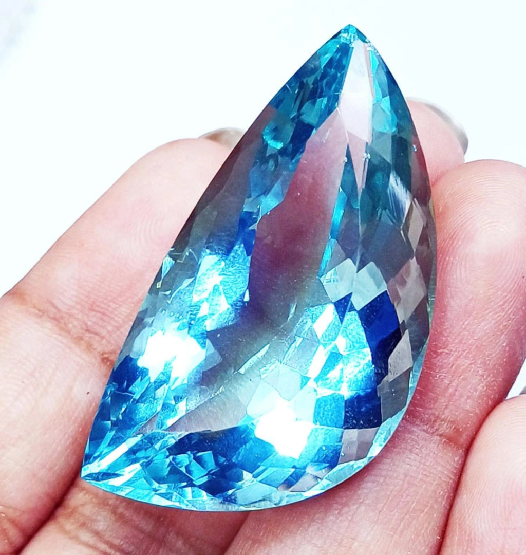 A++ Quality Aqua Topaz Fancy cut  72.10 Ct Certified Loose Gemstone