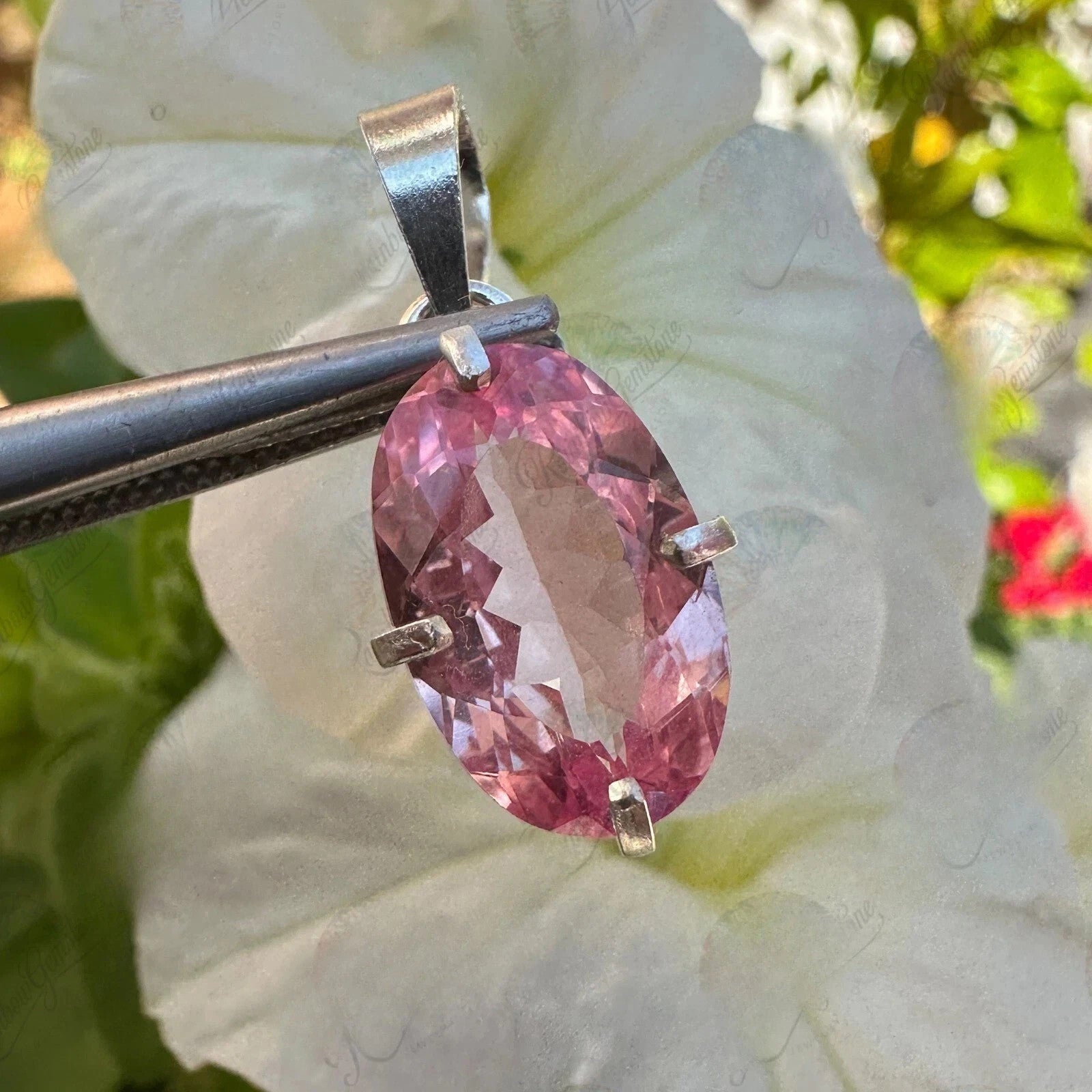 Certified 14.5Ct Natural Sapphire Padparadscha 925 Silver Pendant Loose Gemstone