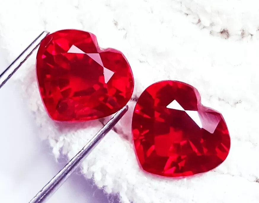 18 Ct Natural Red Ruby Excellent Heart Cut Certified Pair Loose Gemstone H15