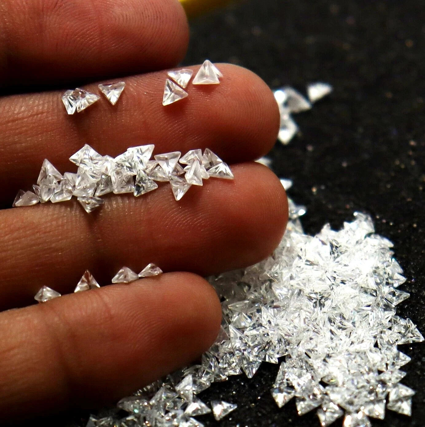 Natural White Sapphire 4 mm Cut Trillion 20 Piece Certified Loose Gemstone Lot