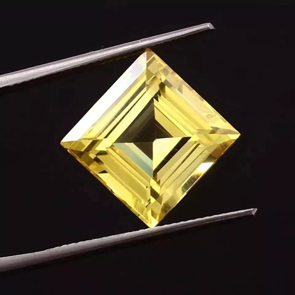 AAA Natural Flawless Ceylon Yellow Sapphire Square Loose Gemstone Cut 12x12 MM